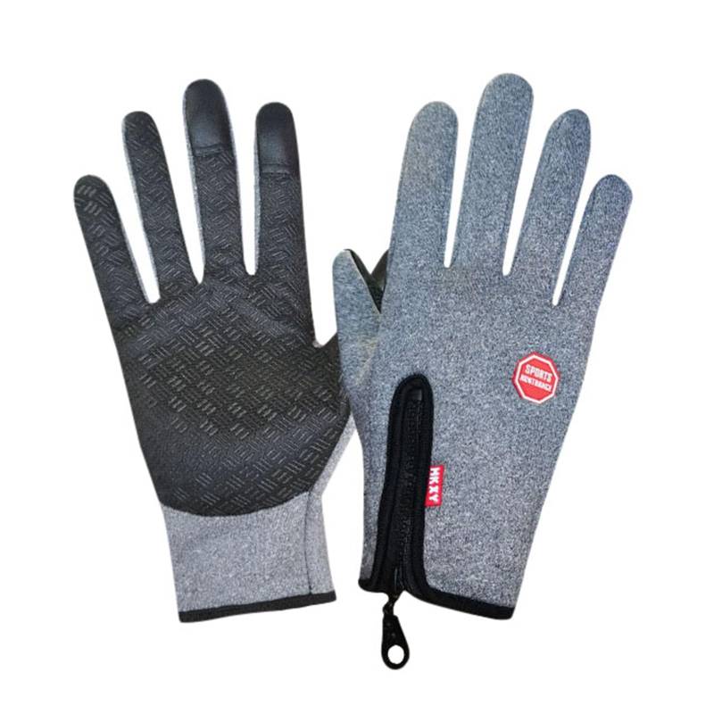 Unisex-Winterskihandschuhe, Touchscreen-kompatibel, winddicht, mit Fleece gefüttert, mit Reißverschluss, warm und isoliert Tkc484 (Grey, M) von Generic