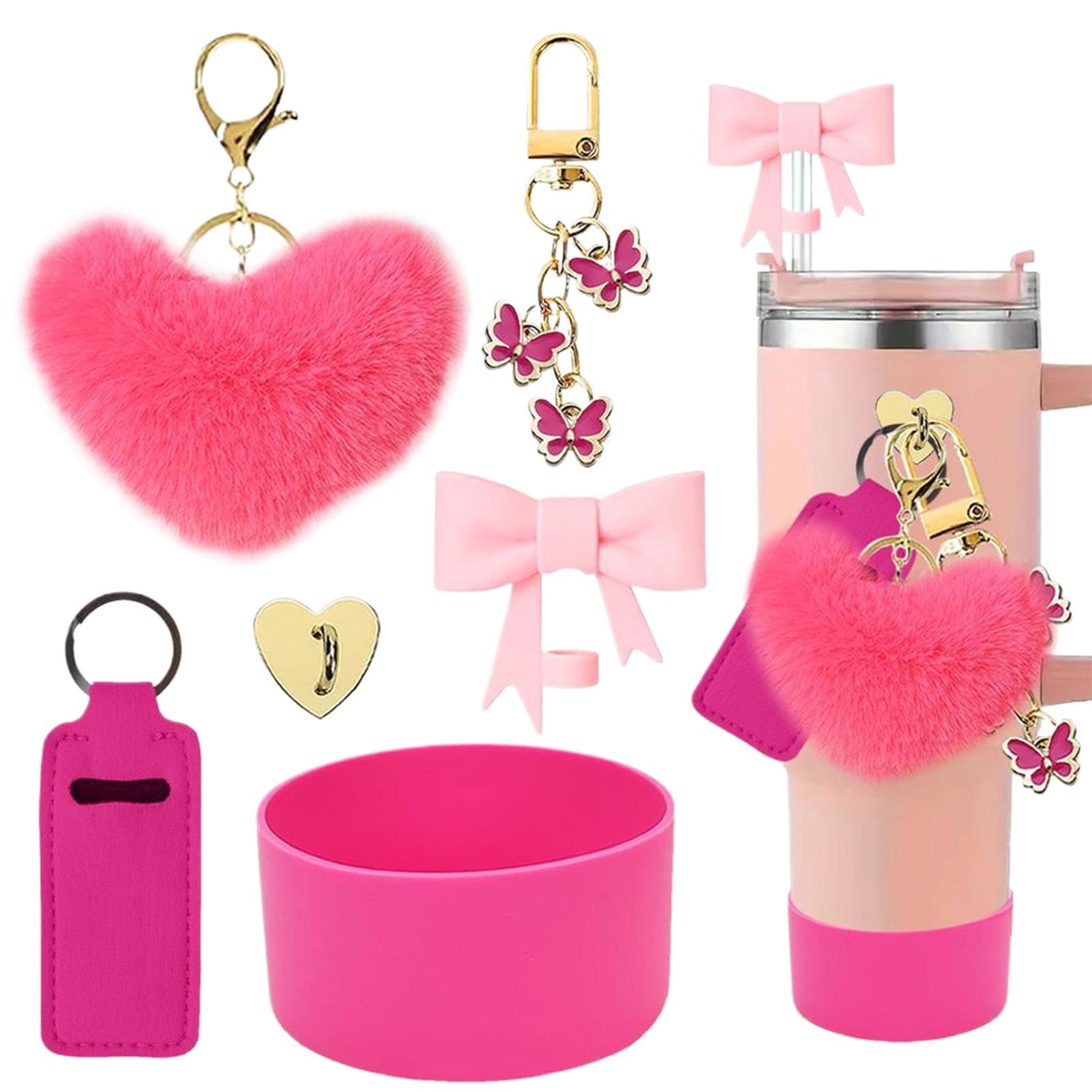 Valentine Wasserflasche Zubehör, Cup Zubehör Kit - 6X Valentinstag Cup Zubehör,Trinkflasche Becherzubehör für 30oz und 40oz Tasse, einschließlich Cup Stiefel, Stroh Abdeckung, Schlüsselanhänger, von Generic