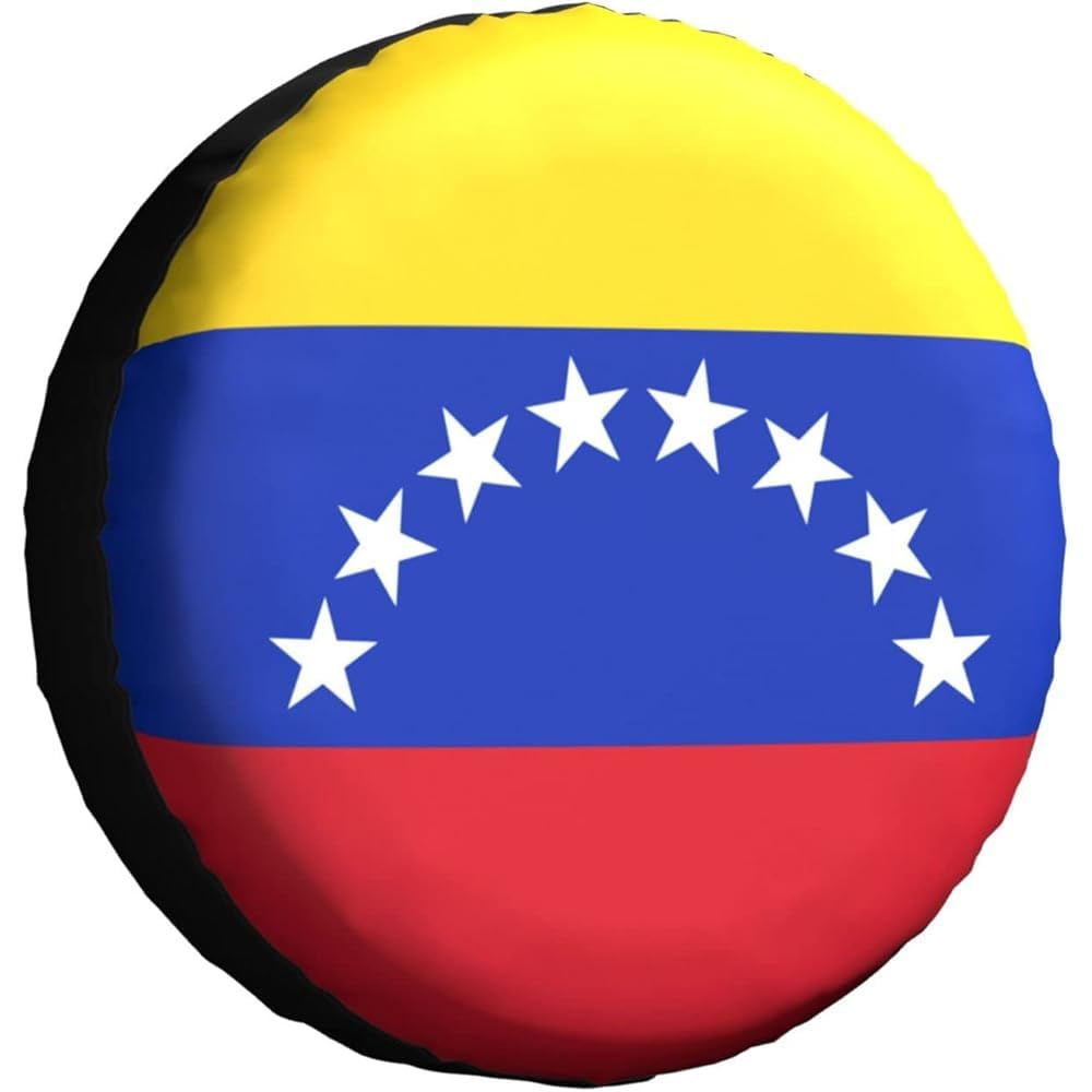 Venezolanische Flagge Reserverad Reifenabdeckung Staubdicht Reserveradabdeckung Sonnenschutz Radreifenabdeckung Universal Für Anhänger Auto Wohnmobil 14inch von Generic