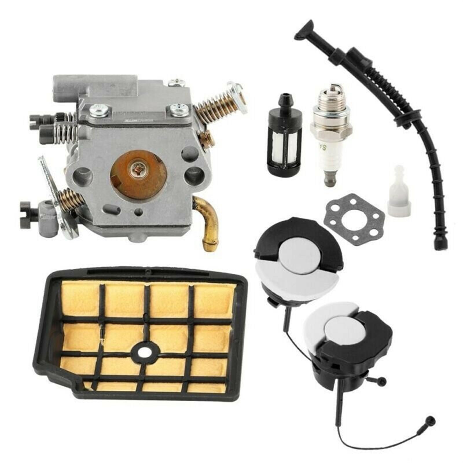 Vergaser für Rasenmäher Für Stihl MS200 MS200T Kettensäge Vergaser Für Motoröl Kappe Vergaser Carb Kit Dichtung Tankdeckel Zündkerze Set Vergaser von Generic