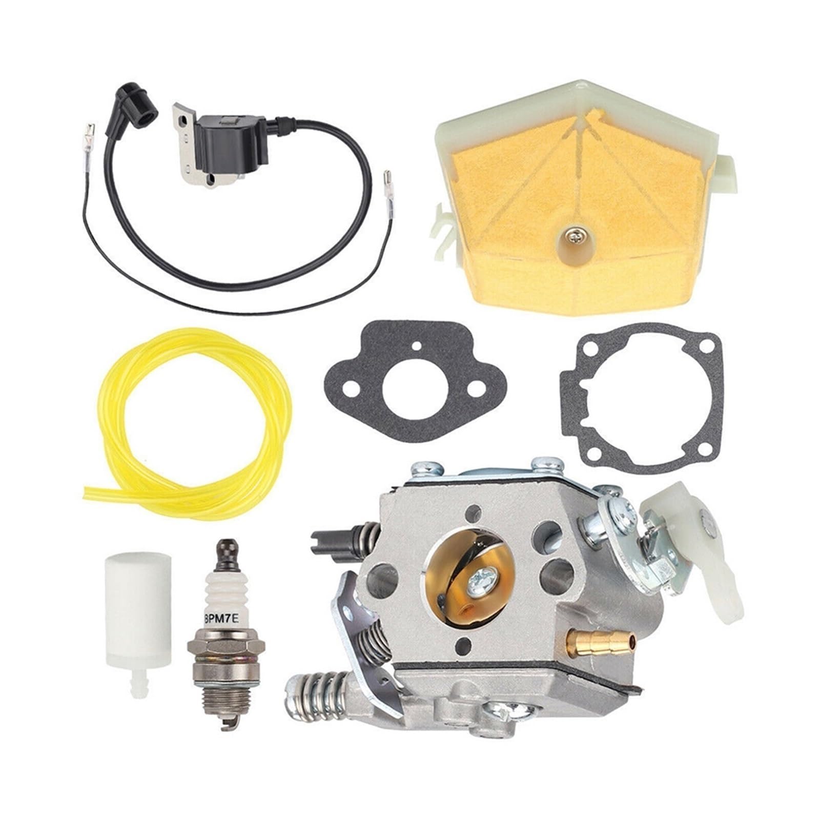 Vergaser für Rasenmäher Vergaser-Kit für Husqvarna 50 51 55 61 254 257 261 262 Kettensäge, für Walbro WT-170 Vergaser, für Zündkerze, Kraftstofffilter, Vergaser von Generic