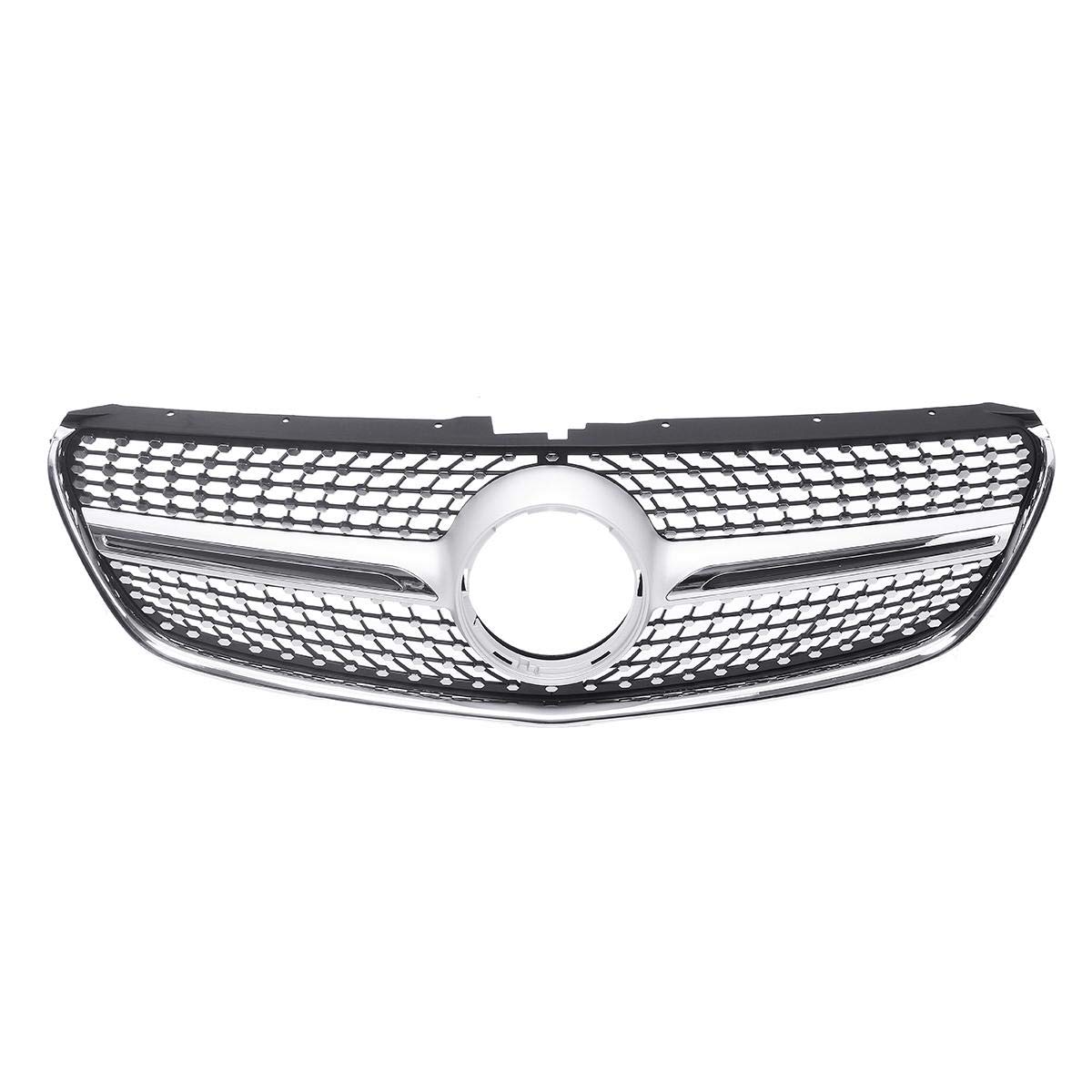 W447 V250 V260 Diamond Auto Frontstoßstange Kühlergrill Kompatibel mit Mercedes Benz V Klasse W447 V250 V260 2015 2016 2017 2018 Kein Emblem (Schwarz) von Generic