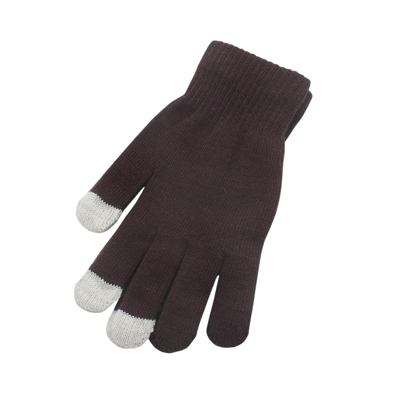 Warme Handschuhe Damen FäUstlinge Mit Fell Knitted Cold Proof Plush Thickened Christmas Gloves Gothic Handschuhe (Coffee, A) von Generic