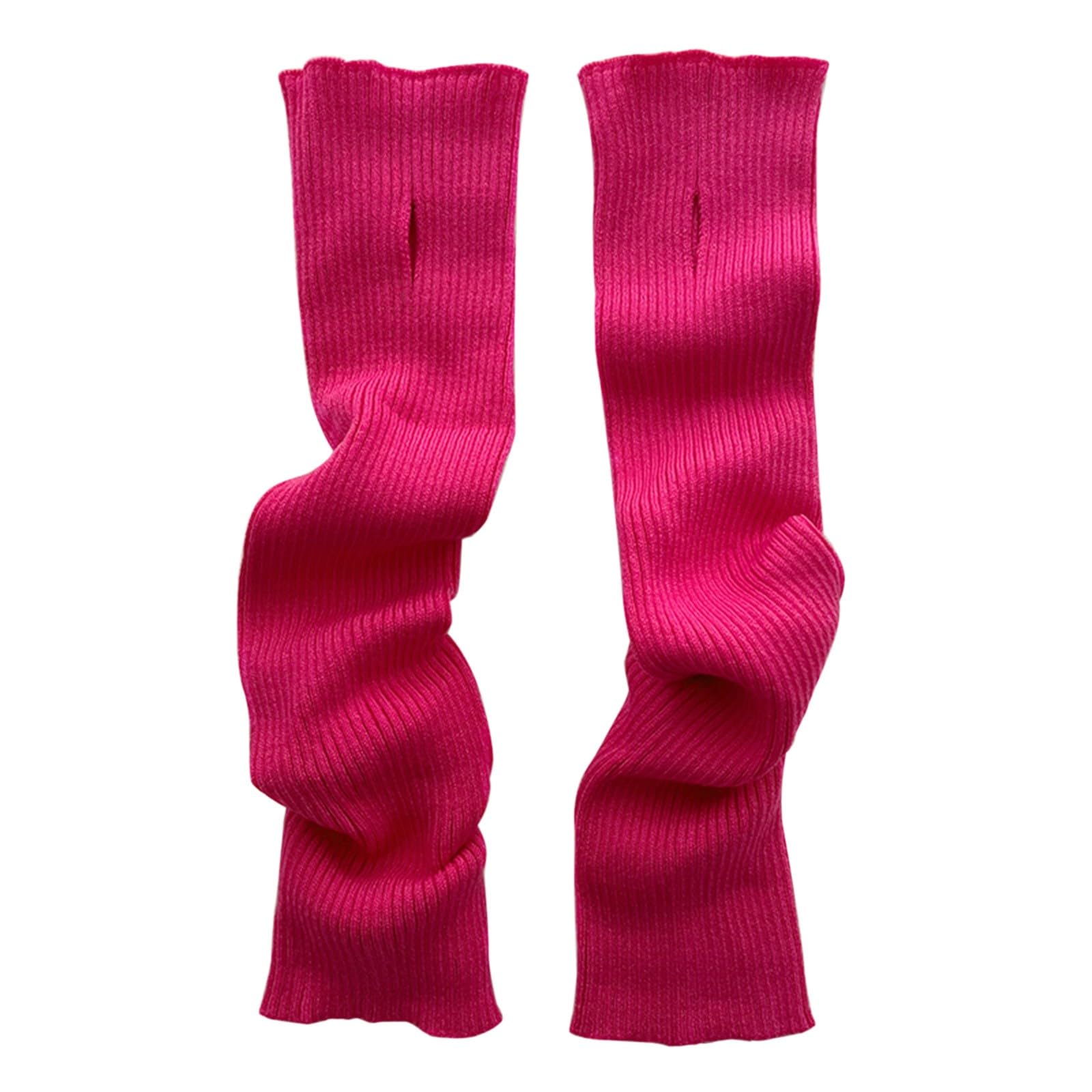 Weisse Handschuhe SchüTzenfest Gestrickte Wollhandschuhe Winter offene Finger Bildschirm warme einfarbige langärmelige Handschuhe Weisse Lange Handschuhe (Hot Pink, One Size) von Generic