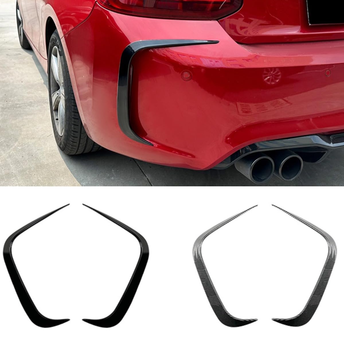 Windmesser Spoiler Tuning Air Blade Heckstoßstange Seitensplitter für BMW 2er M2 F87 2016-2021 Autozubehör (Kohlefaser-Optik) von Generic