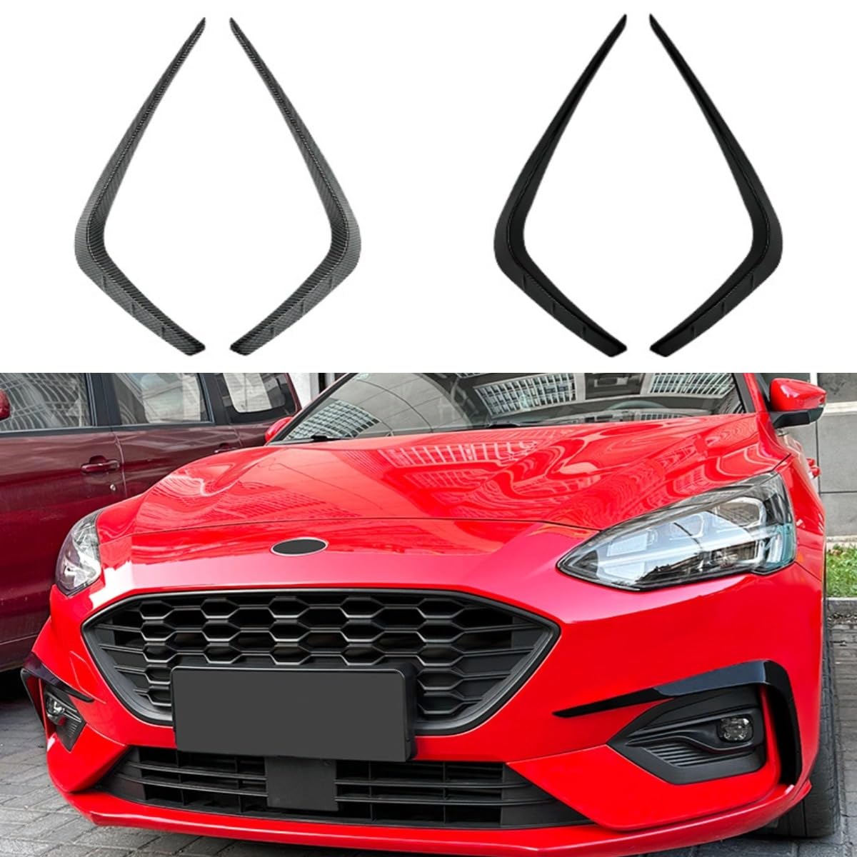 Windmesser Spoiler Tuning Air Blade Kompatibel mit Ford Focus ST Line 2019-2022 Body Kit Frontstoßstange Seitensplitter Autozubehör (Glänzend Schwarz) von Generic