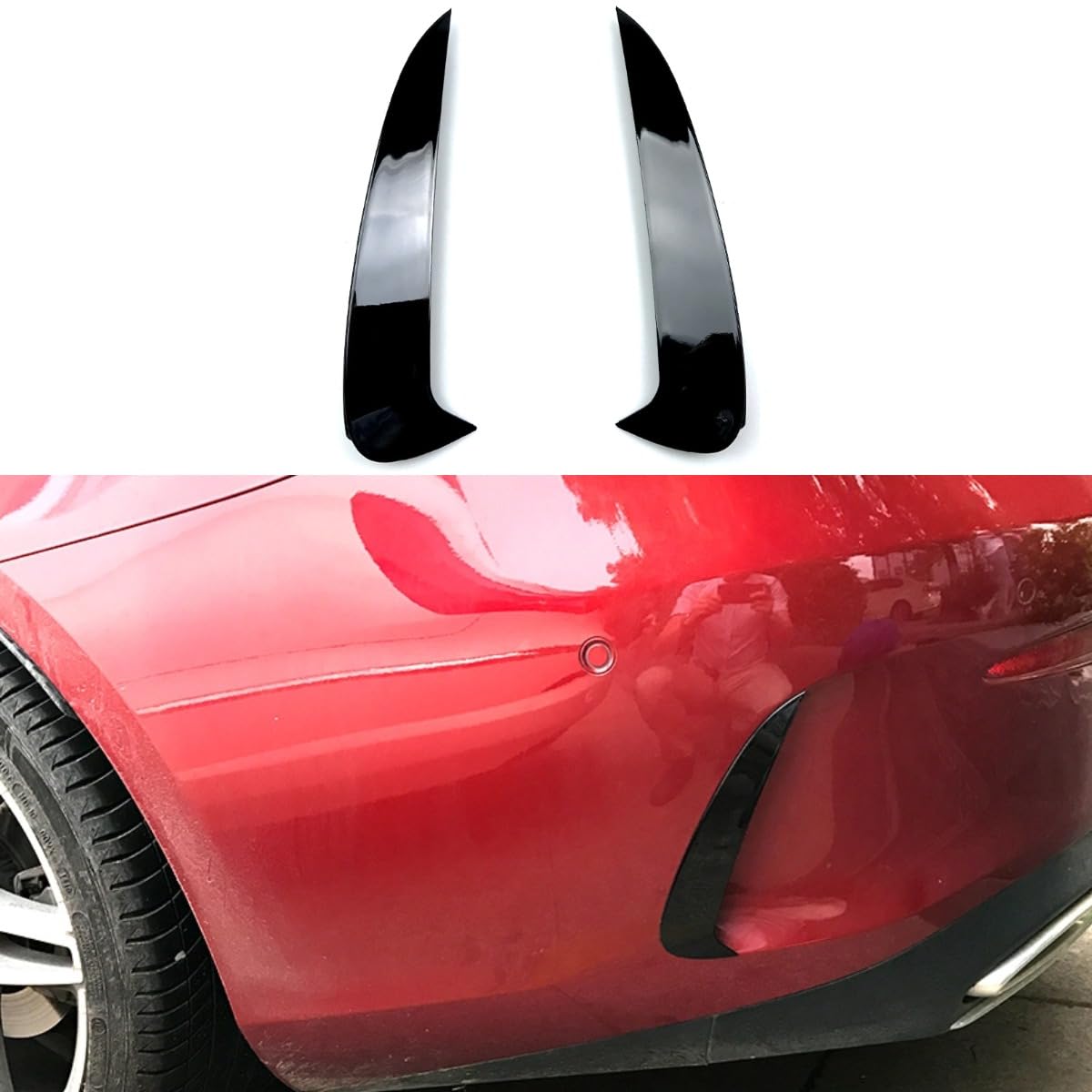 Windmesser Spoiler Tuning Air Blade Kompatibel mit Mercedes Benz E-Klasse Coupe C238 Karosserie Kit Heckstoßstange Seitensplitter Autozubehör (Glänzend Schwarz) von Generic