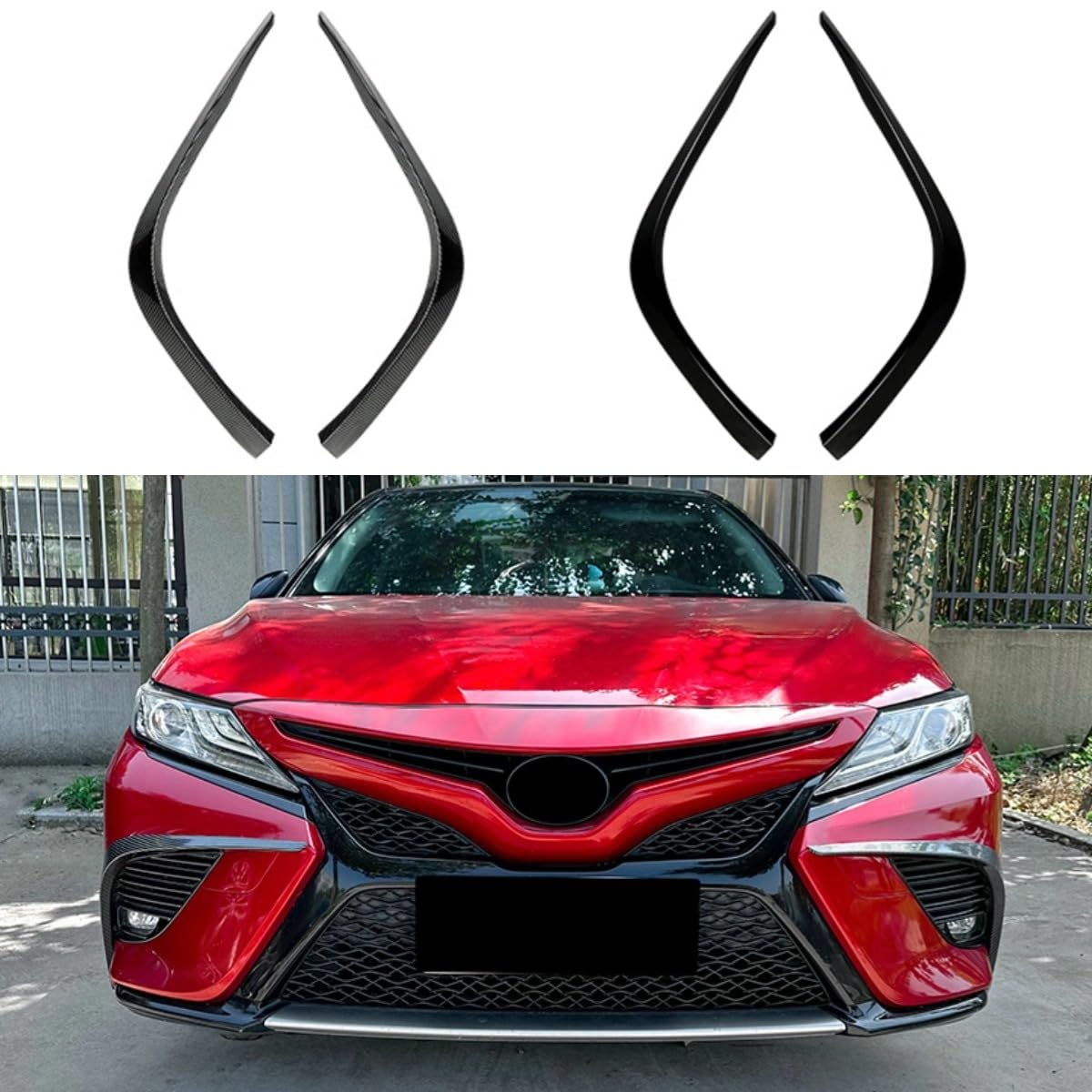 Windmesser Spoiler Tuning Air Blade Kompatibel mit Toyota Camry 8th Gen 2018-2020 Body Kit Front Bumper Side Splitter Auto Zubehör (Glänzend Schwarz) von Generic