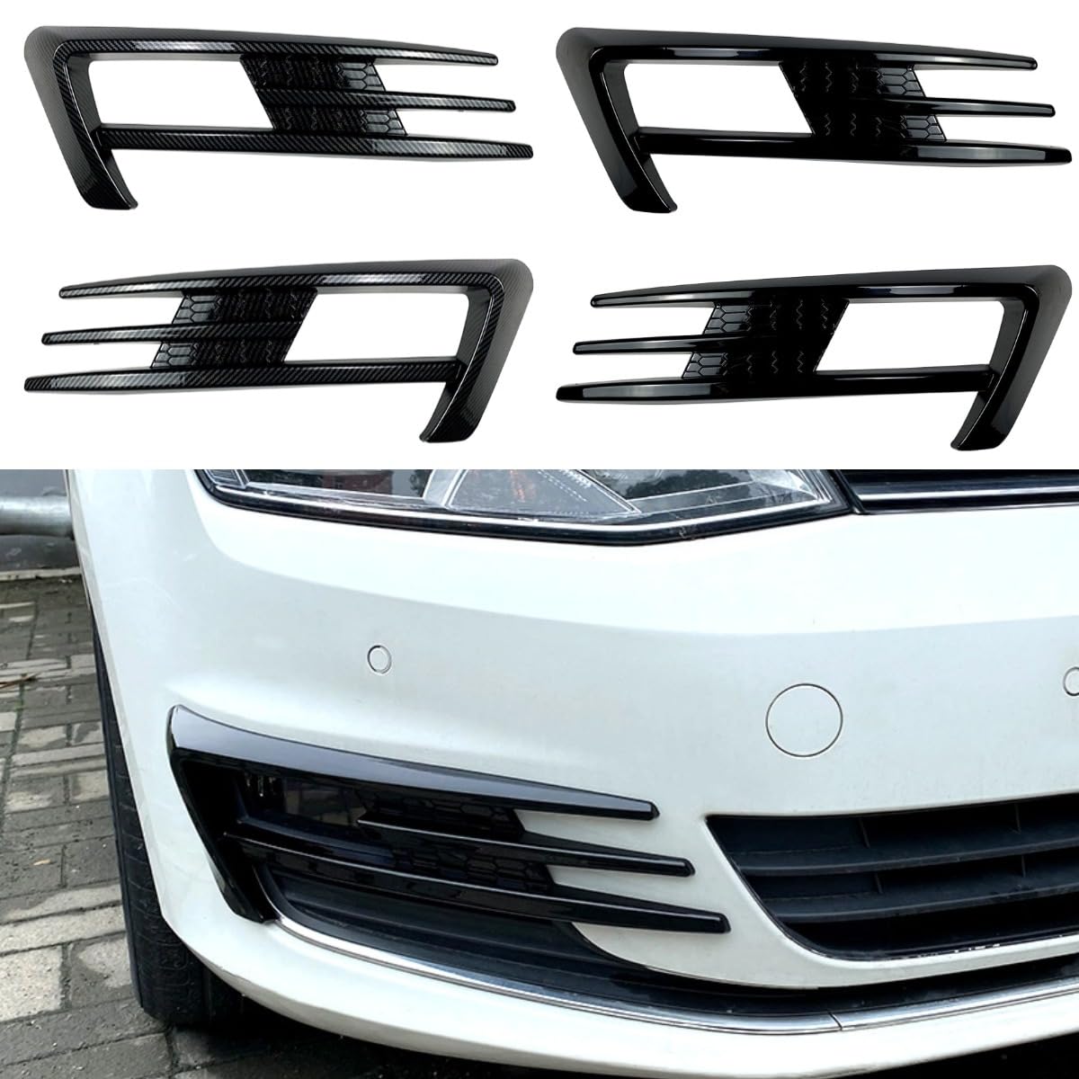 Windmesser Spoiler Tuning Air Blade Kompatibel mit VW Golf 7 2013–2016 Karosserie-Kit Frontstoßstange Seitensplitter Auto Kotflügel Zubehör (Kohlefaser-Optik) von Generic