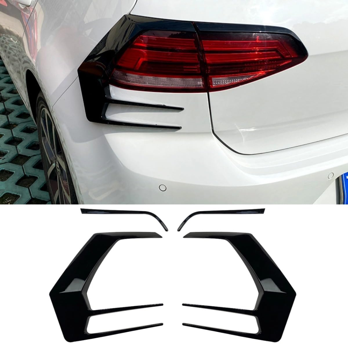 Windmesser Spoiler Tuning Air Blade Kompatibel mit VW Golf MK 7.5 2016-2019 Body Kit Heckstoßstange Seitensplitter Zubehör (Glänzend Schwarz) von Generic