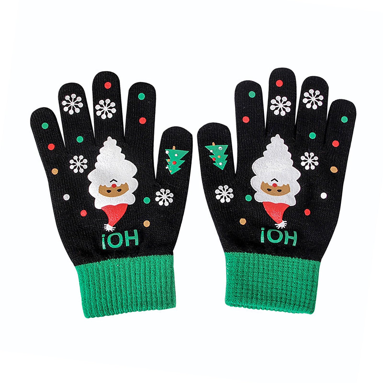 Winter-Mesh-Handschuhe für Damen, gestrickt, plus Samt, verdickt, und Winter-Handschuhe mit warmem Muster (Handschuhe für Erwachsene) Damen Fingerlose Handschuhe (Black, One Size) von Generic