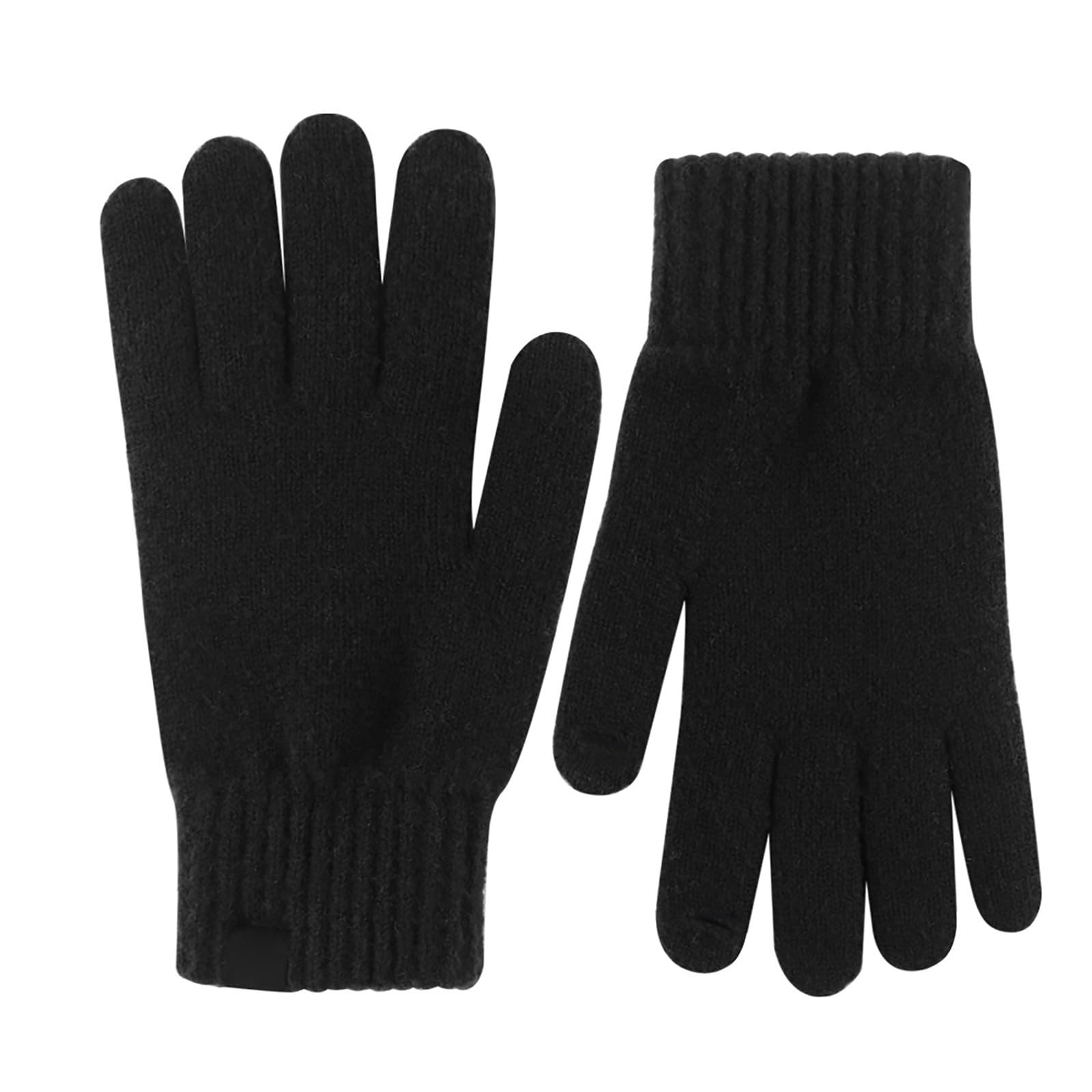 Winter-Strickhandschuhe für Männer und Frauen, Bildschirm-SMS-Handschuhe, warme Strickhandschuhe für den Außenbereich, weich, elastisch Damen Fingerlose Handschuhe (Black, A) von Generic