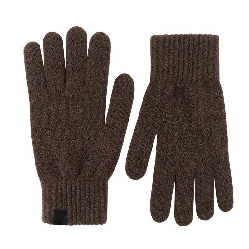 Winter-Strickhandschuhe für Männer und Frauen, Bildschirm-SMS-Handschuhe, warme Strickhandschuhe für den Außenbereich, weich, elastisch Damen Fingerlose Handschuhe (Coffee, A) von Generic