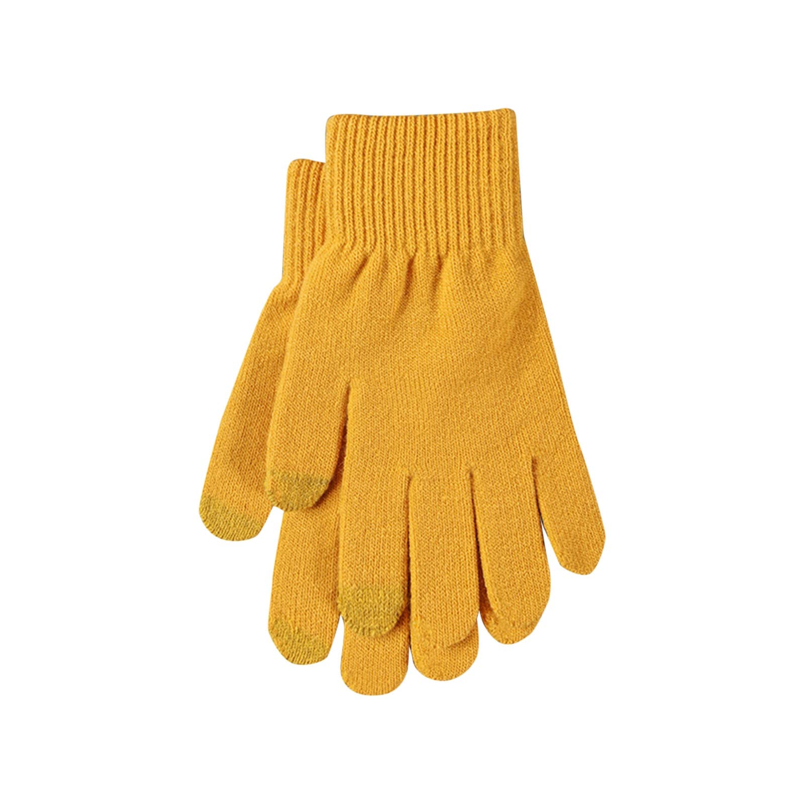 Winter gestrickte einfarbige Wolle verdickte gebürstete fünf Finger Finger Radfahren warme Handschuhe Sexspielzeug Damen Extrem (Yellow, One Size) von Generic