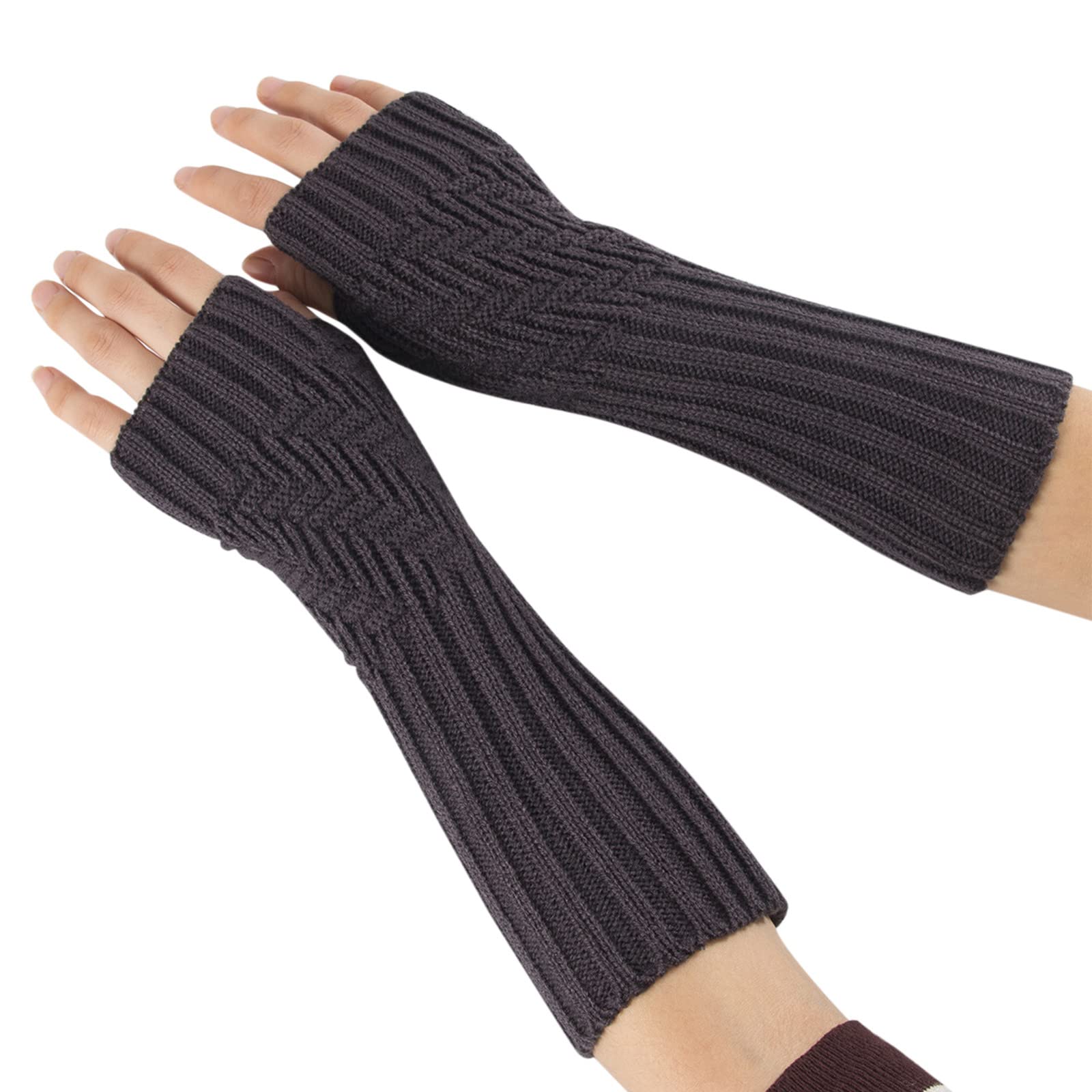 Winterhandschuhe Damen Wasserdicht Warm Fäustling Handschuhe weich gestrickt Ärmel Mode Frauen fingerlose Arm Winter warme Handschuhe Handschuhe Fingerlos FäUstling (Dark Gray, One Size) von Generic