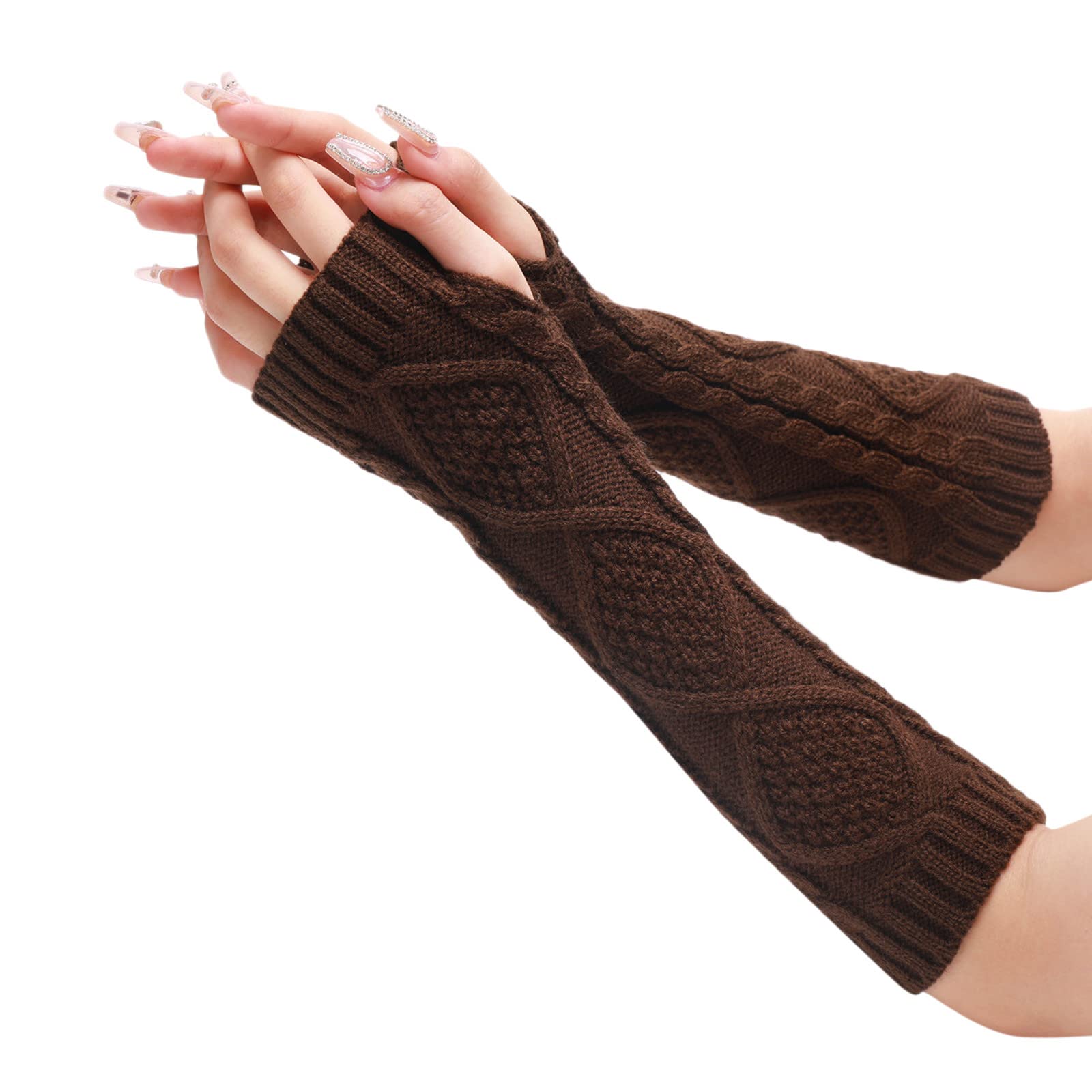 Winterhandschuhe für Frauen, warmer Handschuh, winddicht, elastisch, SMS, schwarze Handschuhe, Thermohandschuhe, für Frauen Handschuhe Schwarz Stoff (Coffee, One Size) von Generic