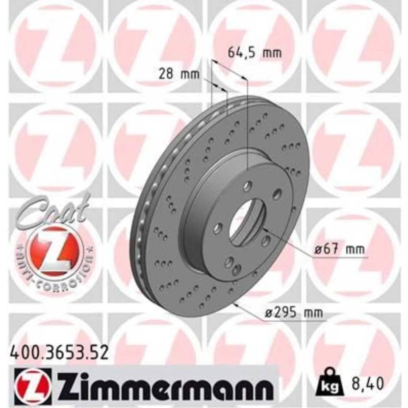 ZIMMERMANN Bremsen Set Bremsscheiben Scheibenbremsen Ø295 belüftet beschichtet vorne + Bremsbeläge Bremsklötze für C-Klasse T-Model E-Klasse SLK SLC von Generic