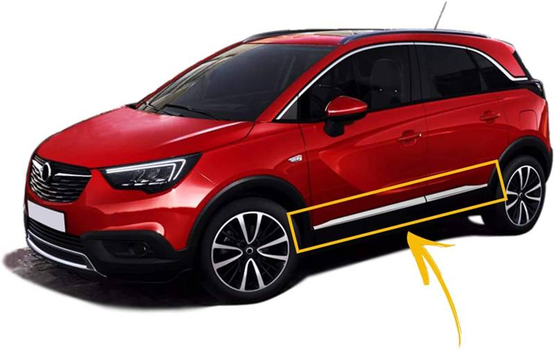 Zierleisten für Opel Crossland X ab 2017, Edelstahl, Chrom, Seitentür, 4 Stück von Generic