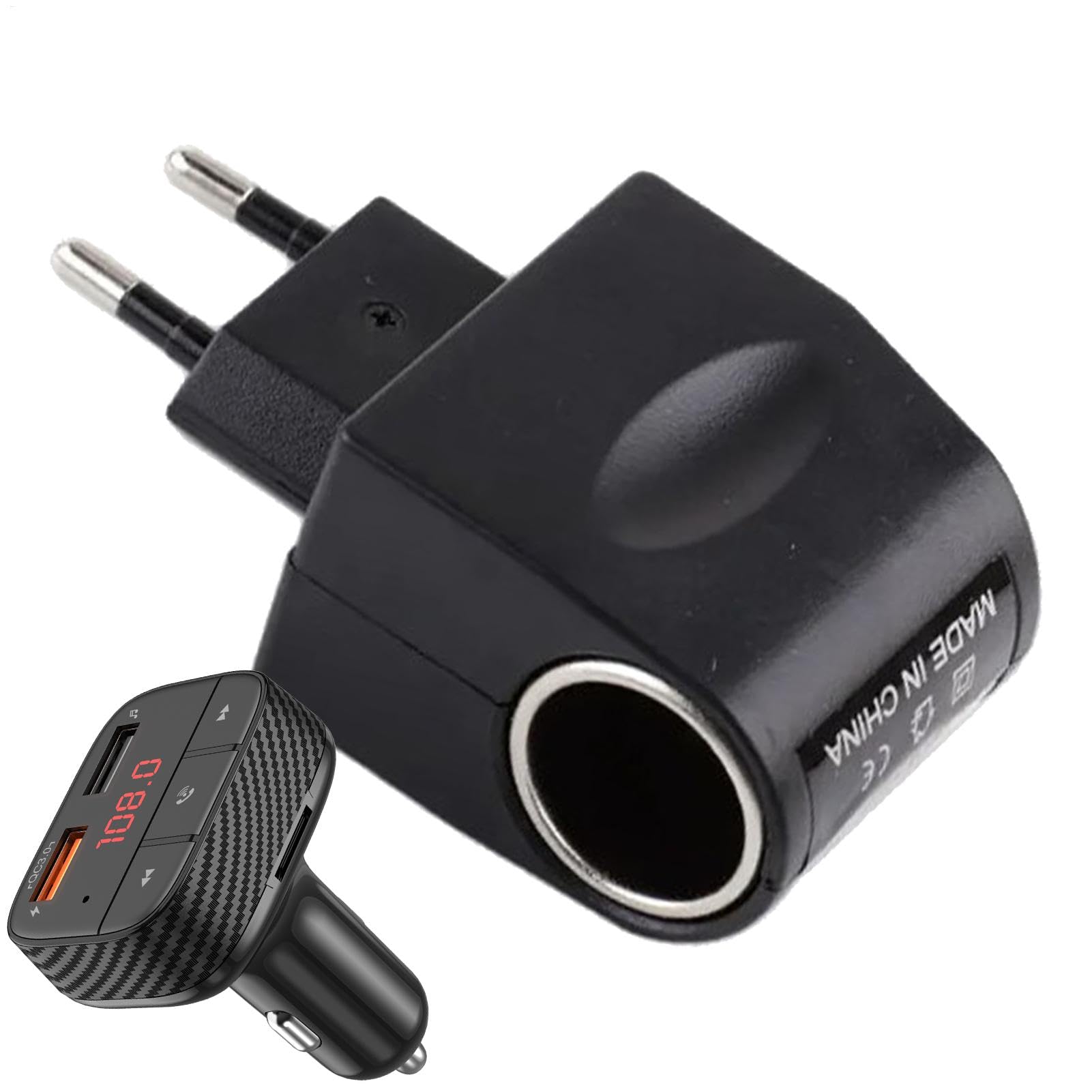 Zigaretten -Leichter -Sockeladapter, 12 Volt -Auto -Adapter - Stabiler Leichterer Konverter Mit 220 V -LED -Indikator Zu 12 V | Schwarzautoadapter, Automobilzubehör Für R -Sender von Generic