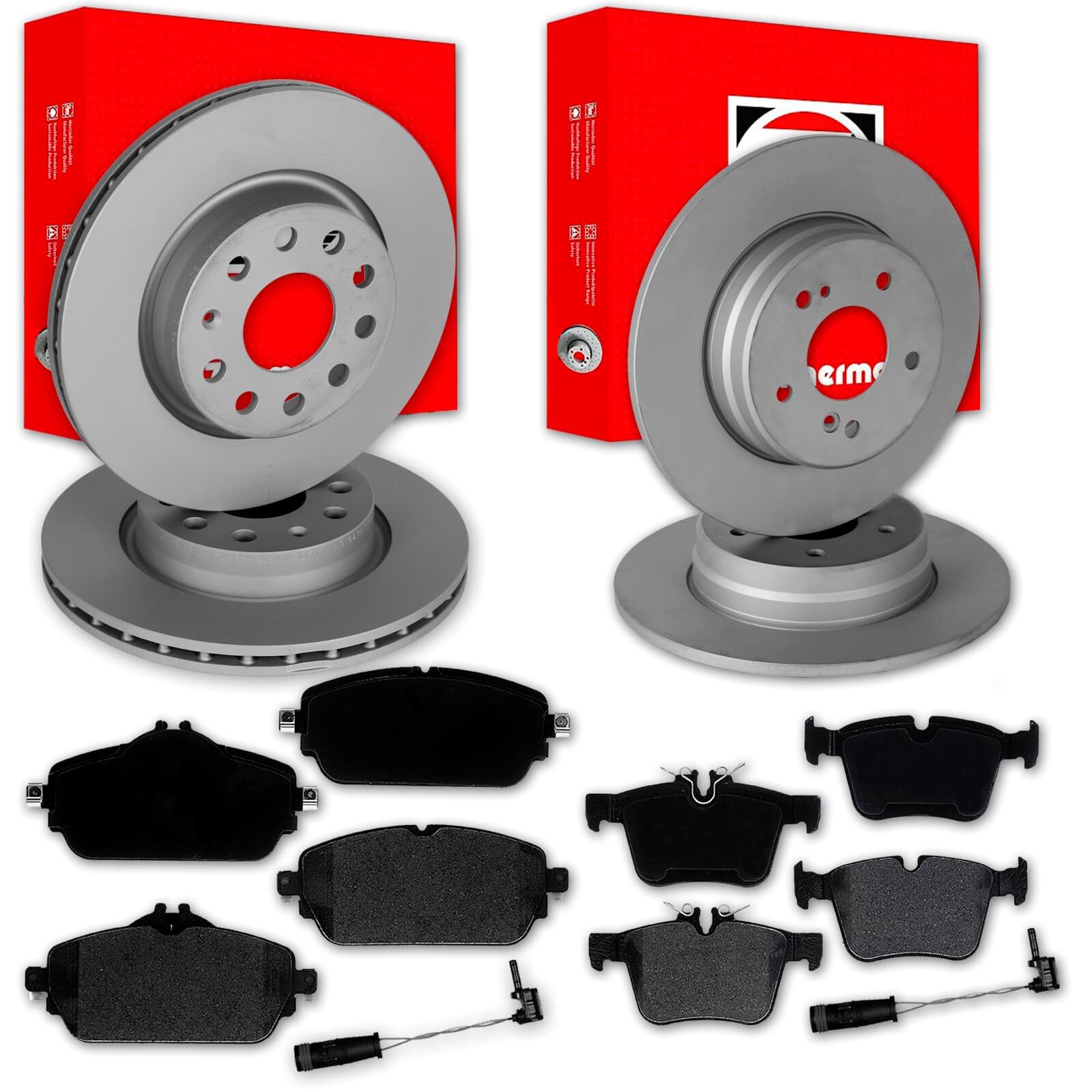 Zimmermann Bremsscheiben + Beläge vorne + hinten für C-Klasse W205 S205 von Generic