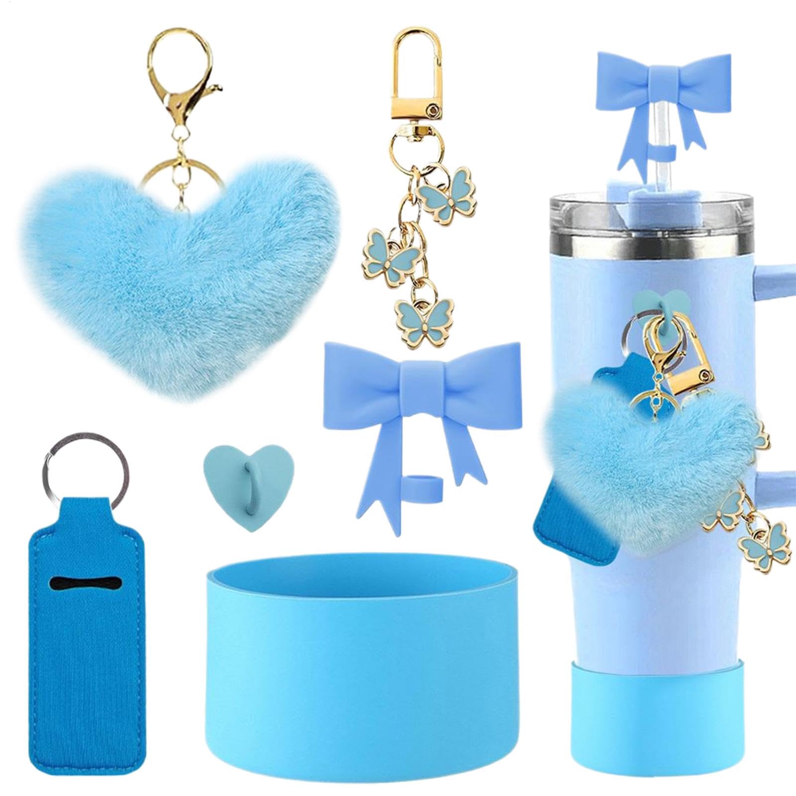 Zubehörset für Tassen, Zubehör für Wasserflaschen | 6X Valentinstag Cup Charm Set | Kupfer für 30oz und 40oz Tasse, einschließlich Tassenstiefel, Strohschutz, Schlüsselanhänger, Lippenstifthalter von Generic