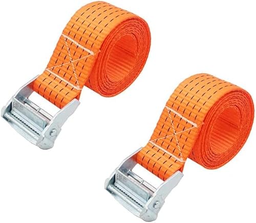 Zurrgurt Spanngurt Befestigungsgurt Stück 2 m Spanngurte mit Schnellverschluss-Nockenschnalle, verstellbare Spanngurte, Gepäckgurt für Autodachträger, Breite 50 mm (Breite 50 mm, Orange) von Generic