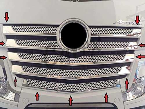 für Actros MP4 Chrom Frontgrill Edelstahl 11 Stück (Breite Kabine) von Generic