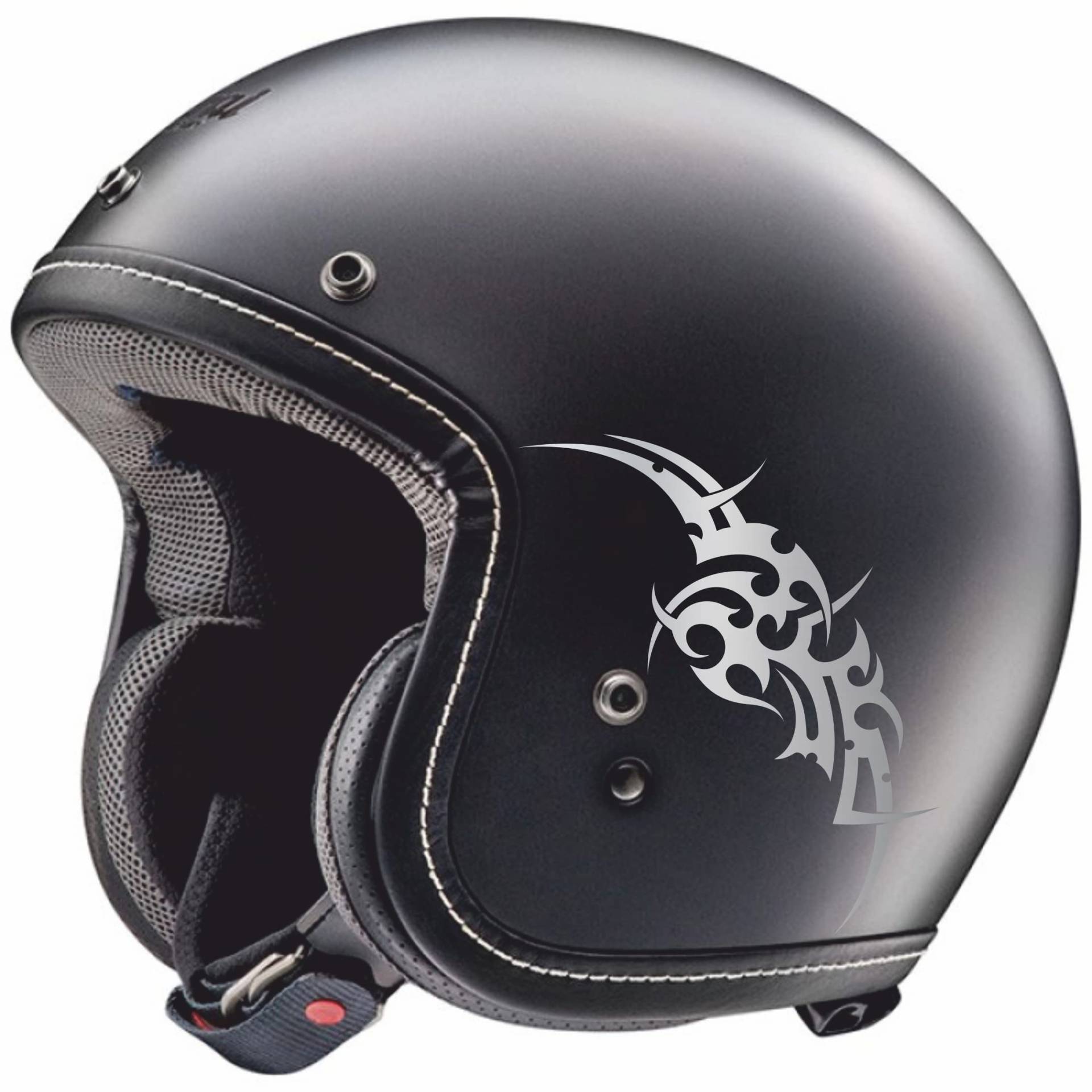 Aufkleber Tribale Helm Zubehör Motorrad Dekoration für Roller Helm (2 Stück) Vinyl Farbe wählbar Artikelnummer C0038(Silber) von Generico