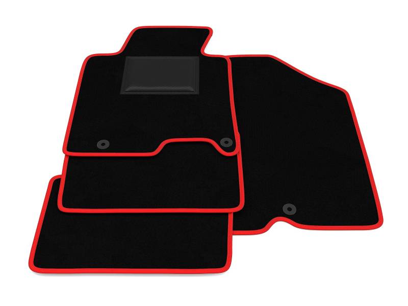 Fußmatten kompatibel mit Kia ProCeed 2013-2019, roter Rand, maßgeschneiderte Automatten Set, Velours, Autoteppich von Generico