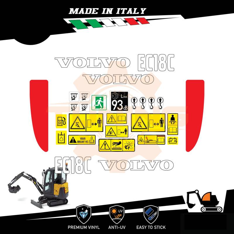 Generico Aufkleber-Set für Arbeit Volvo Bagger EC18C von Generico