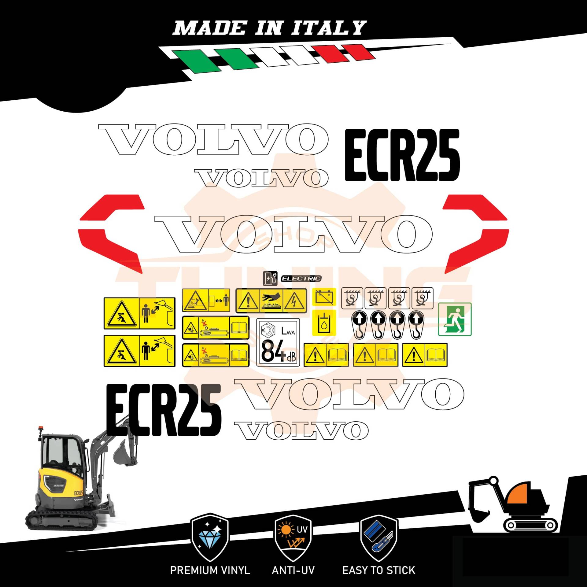 Generico Aufkleber-Set für Arbeit Volvo Bagger ECR25 von Generico