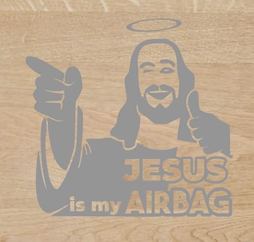 Genérico Jesus is my airbag 10 x 10 cm Aufkleber Decal Autocollant (Hellgrau) von Genérico