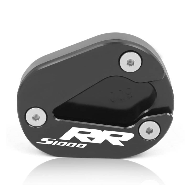 Genérico Motorrad-Ständer, für BM-&W S1000RR S1000 RR S 1000 RR 2019 2020 2021 Motorrad CNC Kickstand Seitenständer Verlängerung Pad Erweiterungsplatte (Schwarz) von Genérico