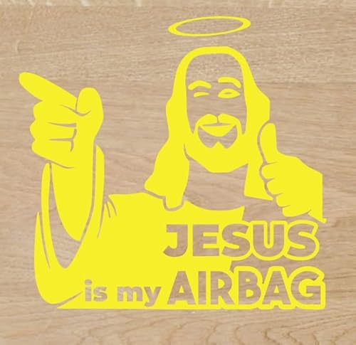 Genérico Vinyl-Aufkleber Jesus is my Airbag, 10 x 10 cm, selbstklebend, Gelb von Genérico