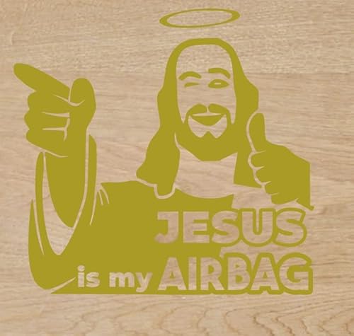 Genérico Vinyl-Aufkleber Jesus is my Airbag, 10 x 10 cm, selbstklebend, goldfarben von Genérico