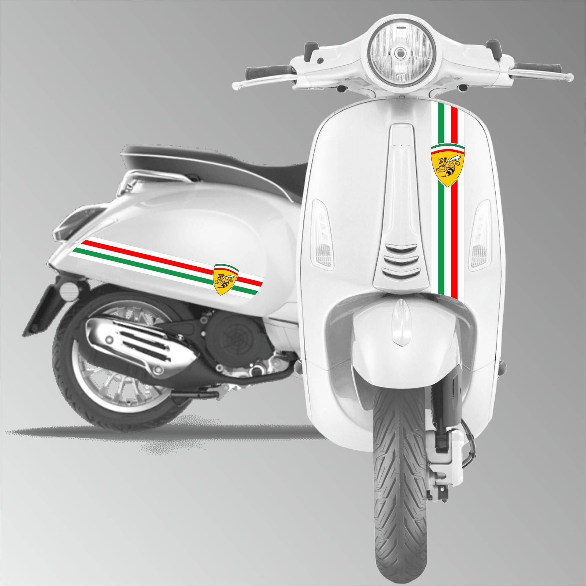 Grafik-Set mit 3 kompletten Aufklebern, dreifarbig, kompatibel mit Piaggio Vespa GTV GTS P150 Sprint Code 2129 von Generico