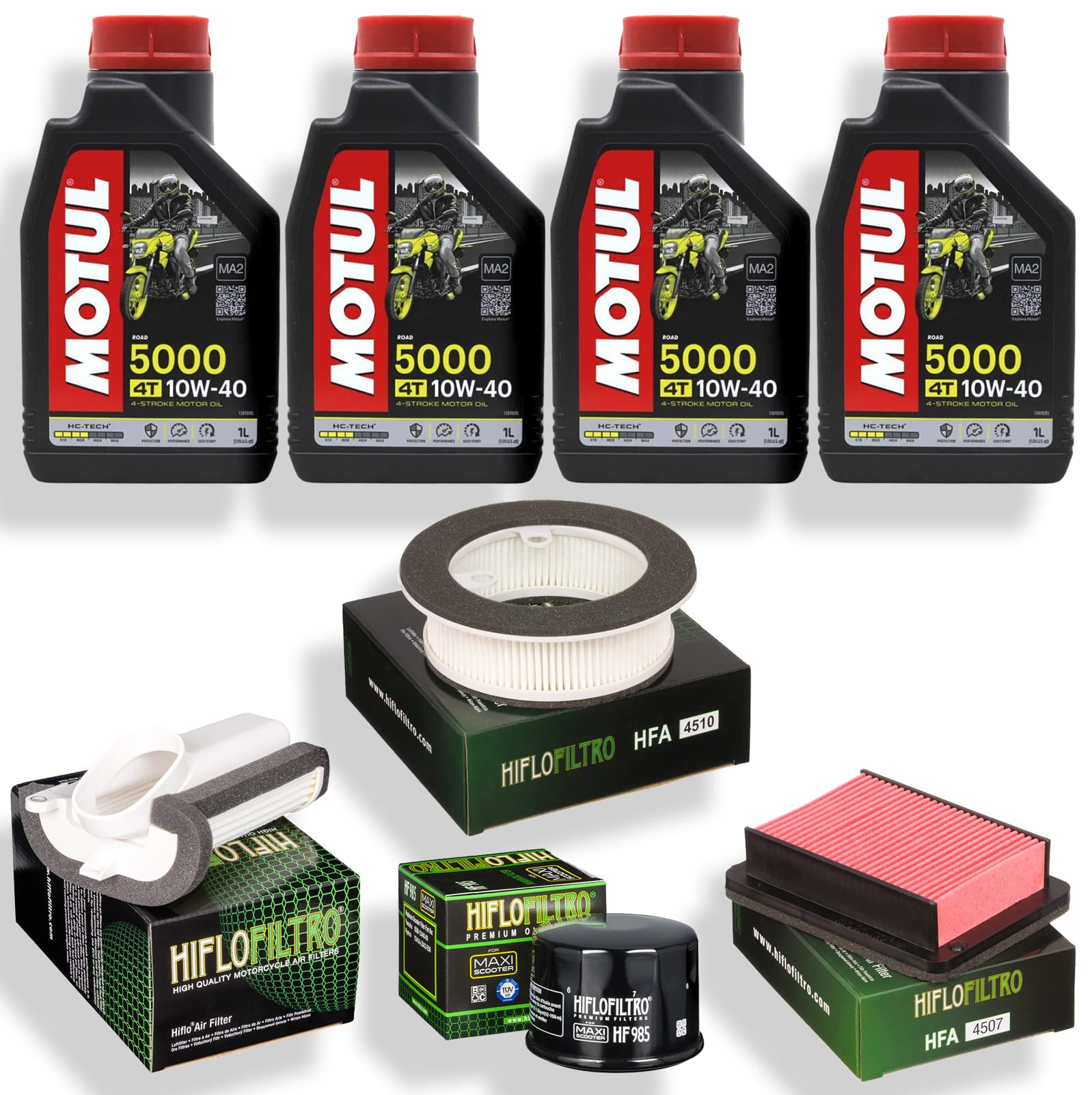 Set Service Komplett Hiflo Ölfilter HF147 Luftfilter Hiflo HFA4507 + 4LT Öl Motul Kompatibel Mit Yamaha XP 500 T Max Tech Max ABS 2011 von Generico