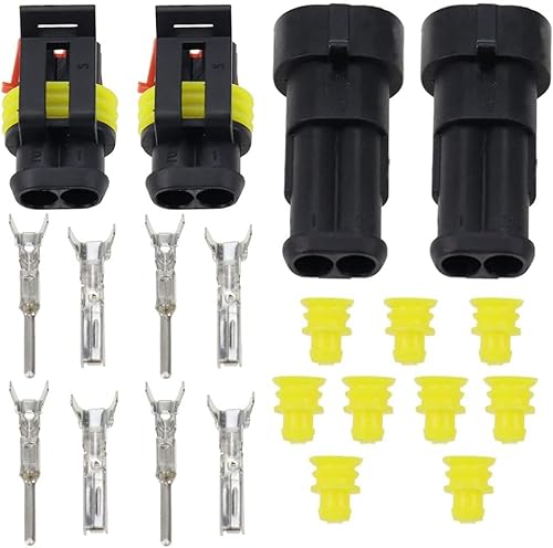 12SET 2-Polig Kabel Steckverbinder Stecker Wasserdicht Schnellverbinder Stecker Elektrische Stecker Kit Steckdose Set für KFZ Auto Elektrischer Anschluss Stecker von Générique