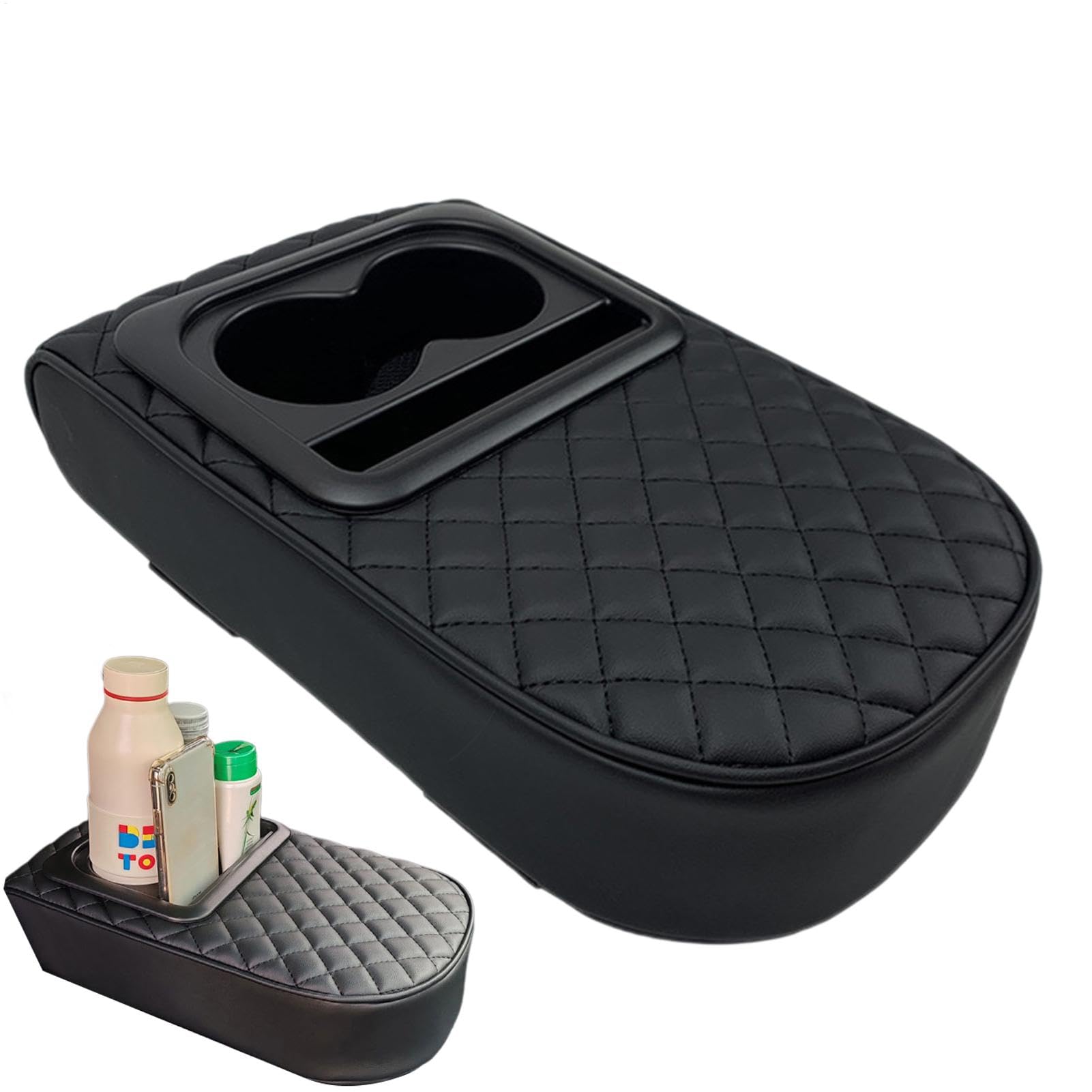 Auto Armrest, Elbow Support Pad, Vehicle Console Cushion, Cup Holder Design, Multifunctional Storage Box, (35 x 21 x 7,5 cm), Ideal für Komfort und Bequemlichkeit in allen Fahrzeugen von Générique