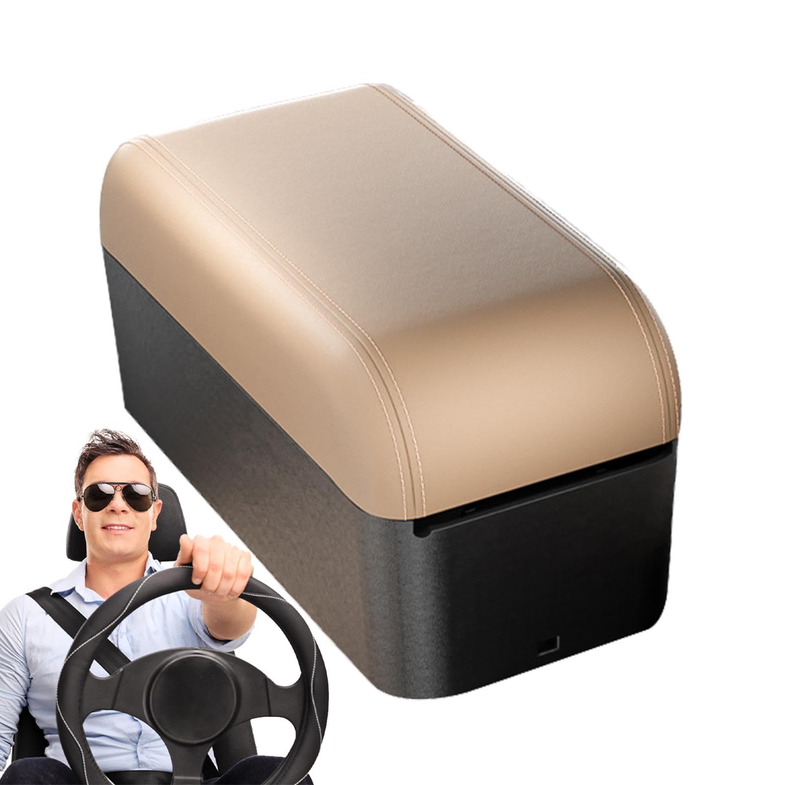 Auto Konsole Armrest Pad, Elbow Resting Pad, Liftable Armrest Organizer, Car Cup Holder Organizer, Leather Booster Pad Liftable Armrest for Car with Cup Holder Organizer von Générique