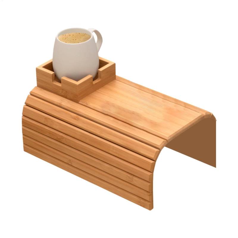 Couch Cup Holder, Wooden Sofa Armrest Tray, Clip auf der Seite, tragbar, Anti-Slip Drink Coaster, Space Saving Home Organizer für Getränke und Snacks von Générique