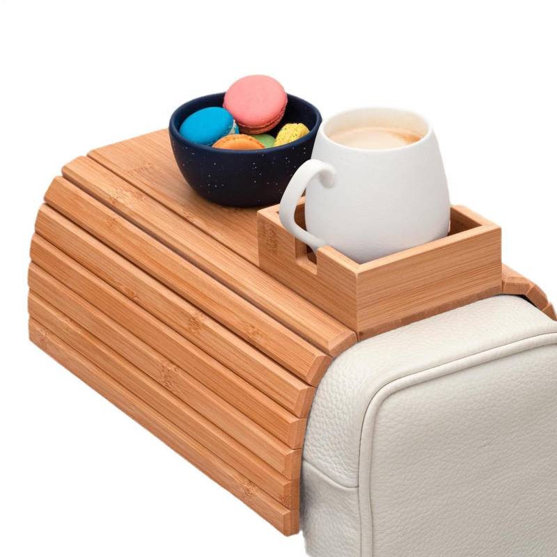 Couch Cup Holder, Wooden Sofa Cup Holder, Rutschfester Getränkehalter, multifunktionaler Home Organizer, ideal für Drinks und Snacks, praktisches Design für Wohnzimmer oder Gebrauch von Générique