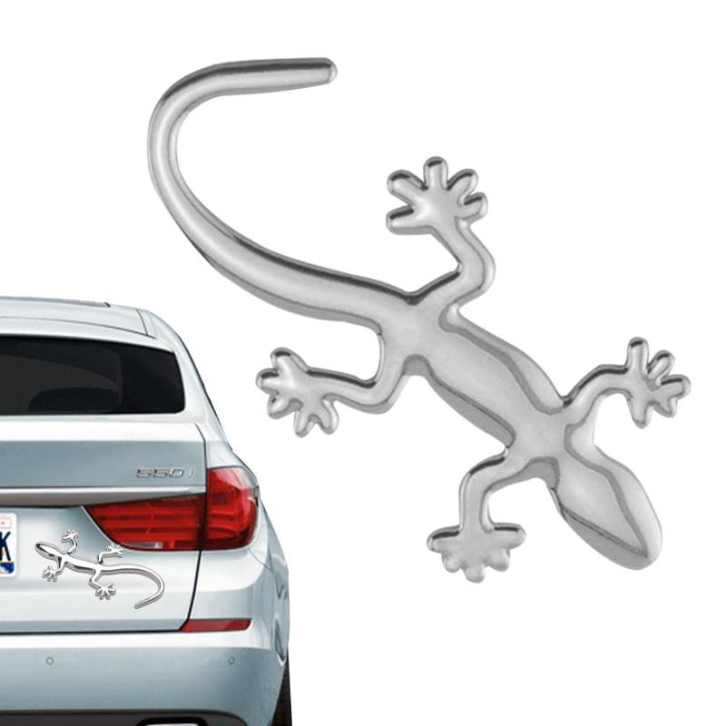 Générique Auto Gecko | MoGecko 3D Form | Auto Aufkleber Lo Abzeichen Chrom Metall Aufkleber Kratzfest Block Karosserie von Générique