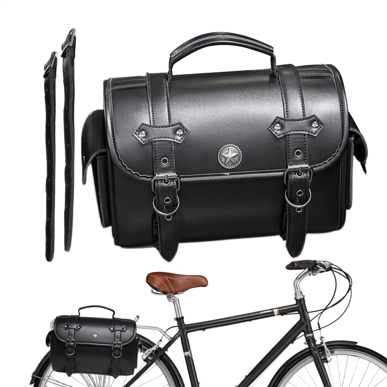 Générique Motorrad-Saddle Bags, Ledertasche, große Kapazität, wasserdicht, sicheres Material, sichere Schnallenriemen, ideal für Radfahrer, Backseat, lange Fahrten von Générique