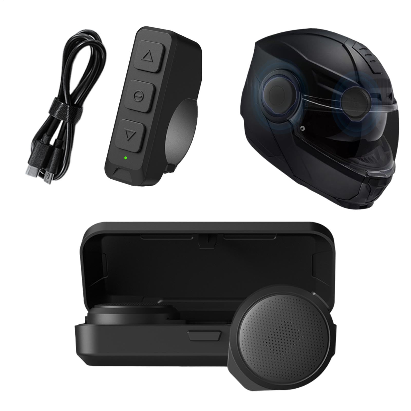 LED Display Wireless Motorrad Riding Headset, Noise Cancelling Headphone, 4,72 x 1,97 x 1,18 Zoll Tragbares Headset mit Ladehülle für Reisen, Hand- Kommunikation, Farbe Schwarz von Générique