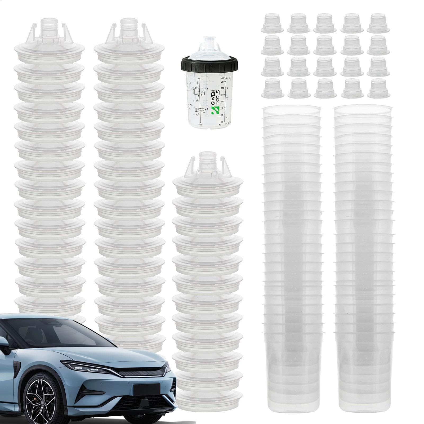 Malsystem, Hartkörbchen-Set, 50 Cups, Spray für professionelle Lackierwerkzeuge und Automobilausrüstung, Woodworking, 3,54 x 5,31 Zoll von Générique