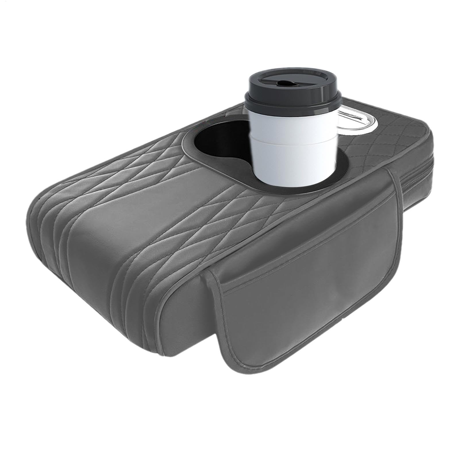 Multifunktionales Auto-Armstützkissen, Automotive Center Konsole Booster Pad mit Cup Holder und Stoffbox, Sturdy Comfortable Armrest, Car Armrest für Limousine und Wohnwagen von Générique