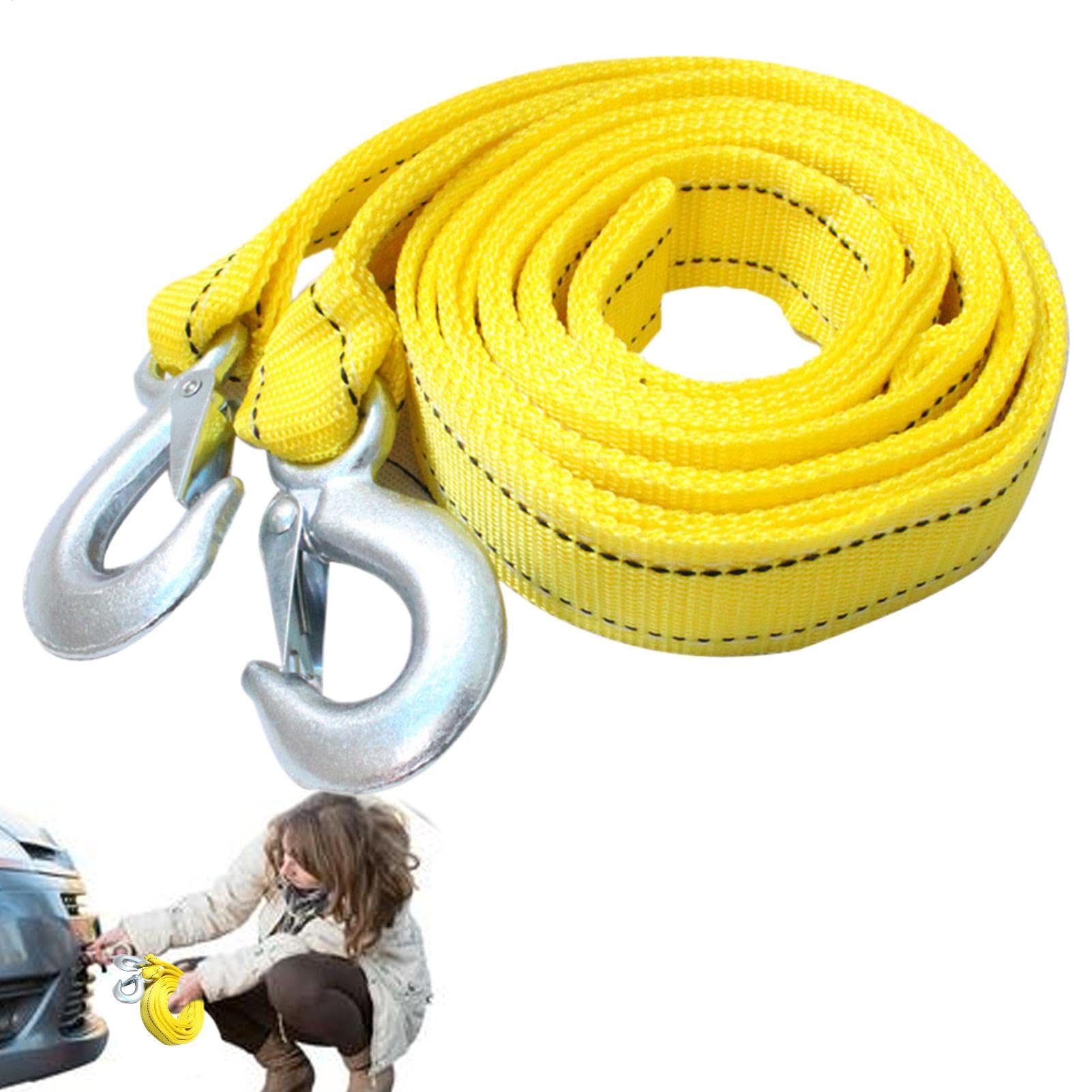 Nylon Tow Strap with Hooks, Nylon Recovery Rope for Vehicles, Vehicle Securing Pull Strap, Yellow Tow, Nylon Tow Strap with Hooks for Vehicle Recover, Yellow Recovery Rope for Cars, Trucks and Rvs von Générique