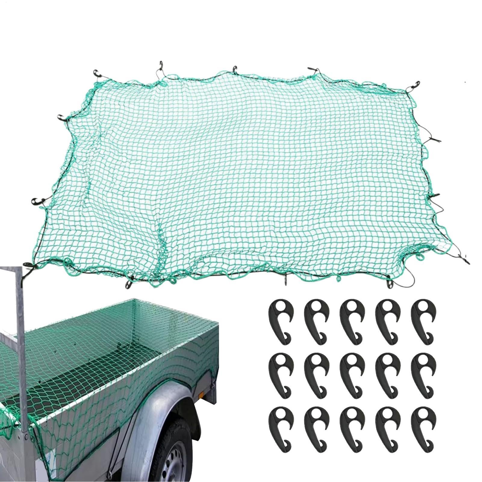 Sicherheits-Cargo Net, Heavy Duty Truck Bed Mesh, 0,79 x 1,18 Zoll Autozubehör mit elastischer Rope für Fischerei, Strandtrips, Reisen und Camping, sichere und bequeme Aufbewahrung von Générique