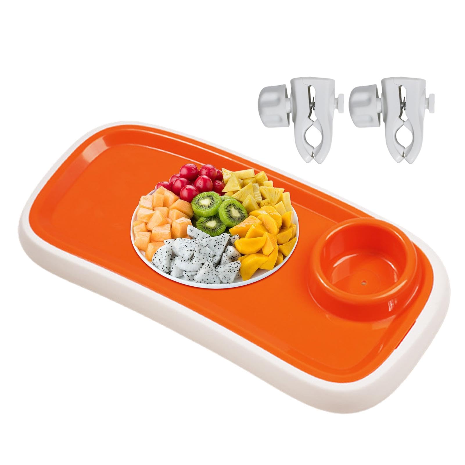 Snacktablett für Kinderwagen - Wiederverwendbarer Getränkehalter für Kinderwagen | 2in1 Design mit abnehmbaren Clips für Snacks und Getränkeflaschen von Générique